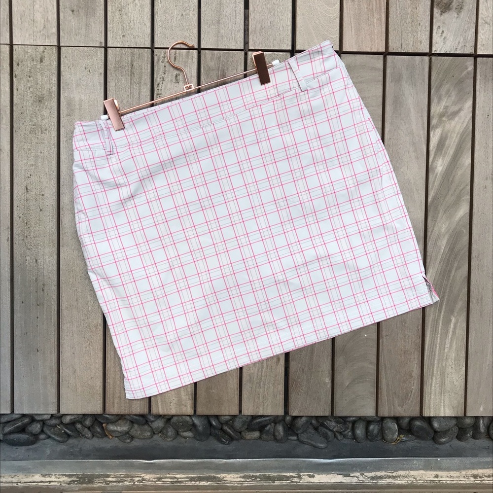 ALUIR Pink & Grey Plaid Athletic Mini Skirt